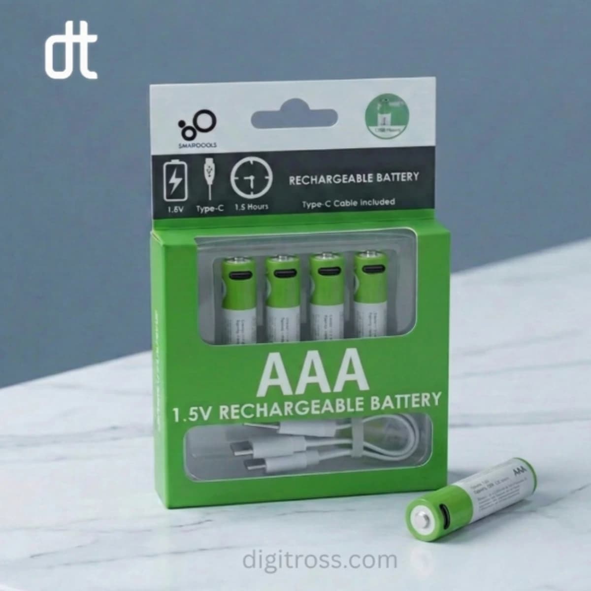 SmarToools RB40 Type-C Rechargeable Battery AA/AAA 4 Pcs Set (1.5V, 2600mWh)