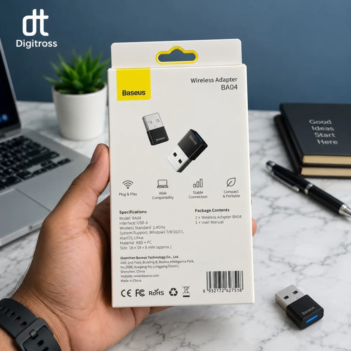 Baseus Wireless Adapter BA04 Black – Bluetooth 5.0 USB Adapter — view 3