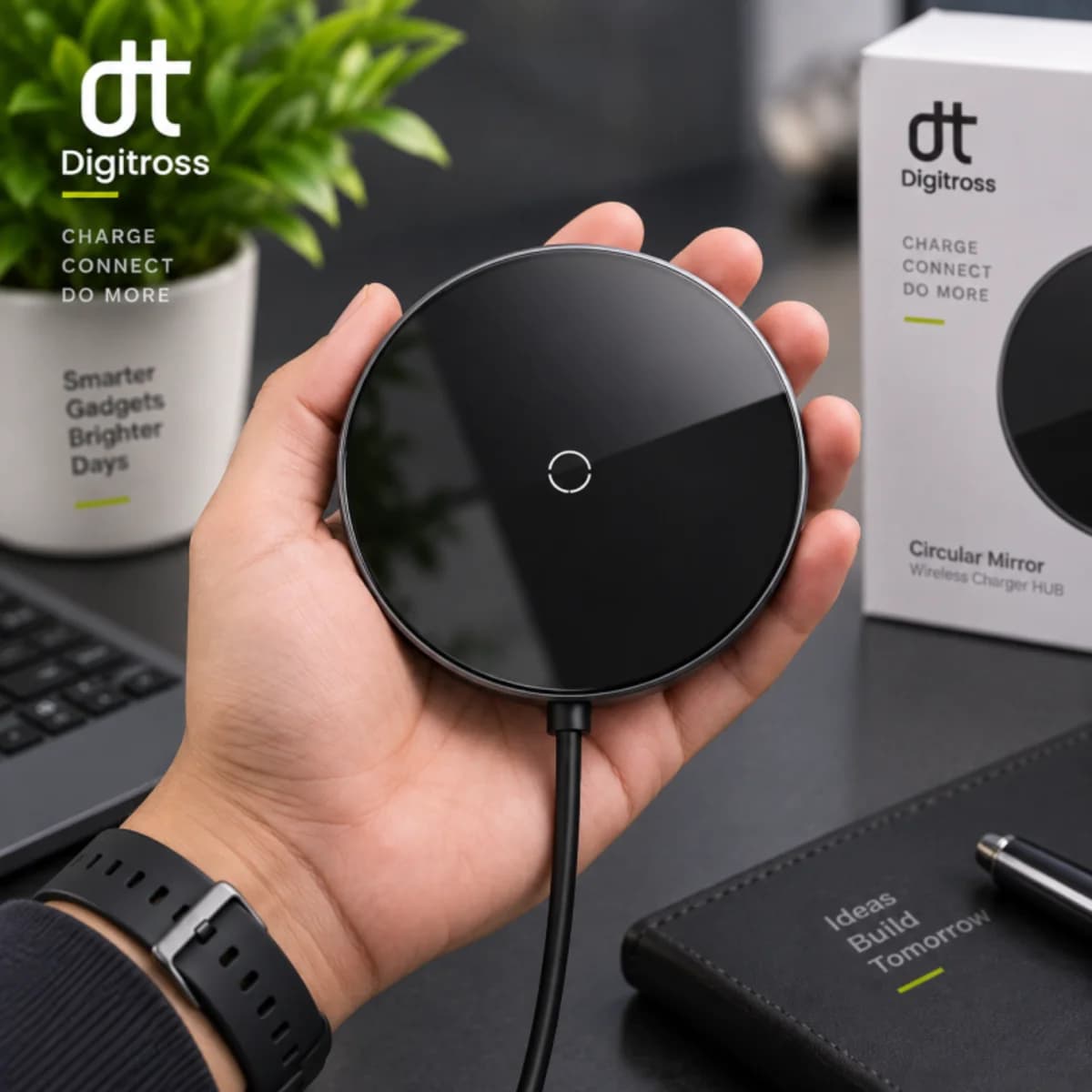 Baseus Circular Mirror Wireless Charger Hub Deep  Gray