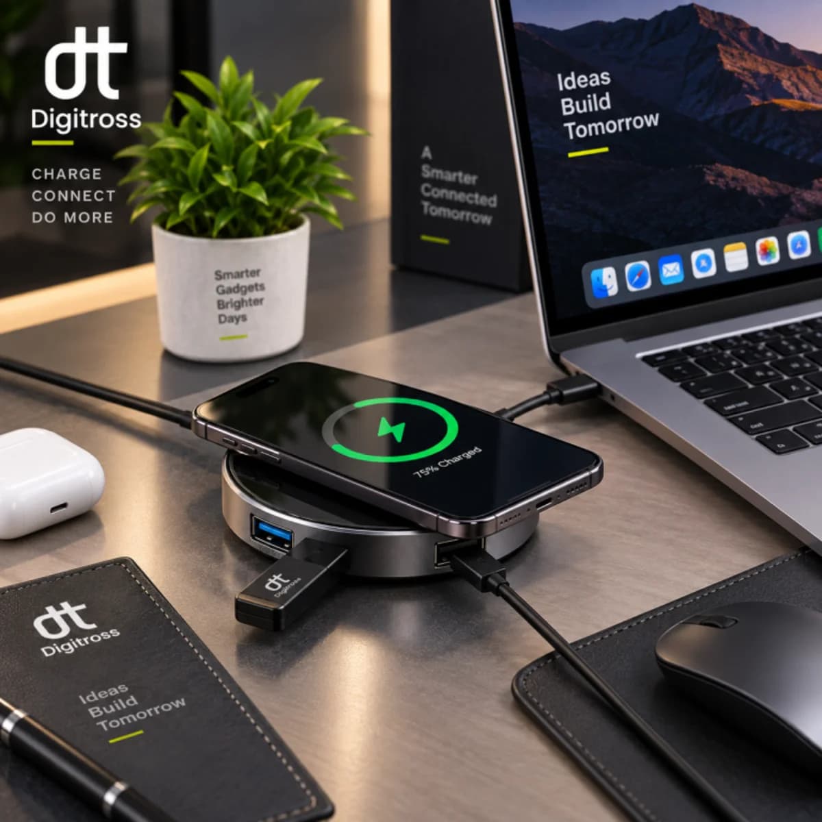 Baseus Circular Mirror Wireless Charger Hub Deep Gray — view 2