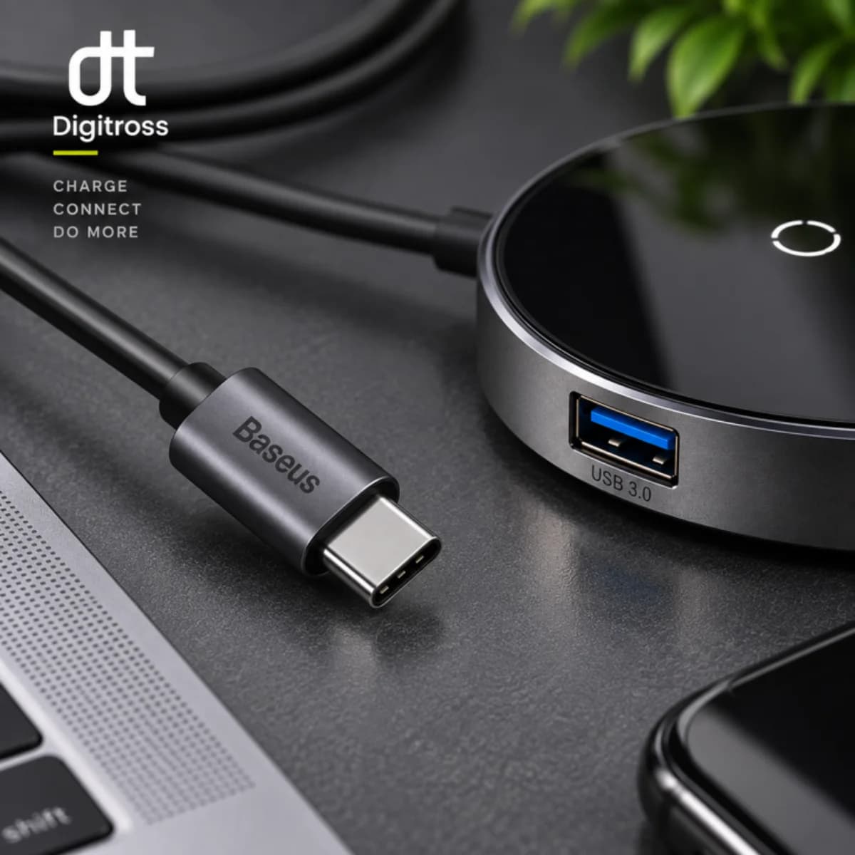 Baseus Circular Mirror Wireless Charger Hub Deep Gray — view 4