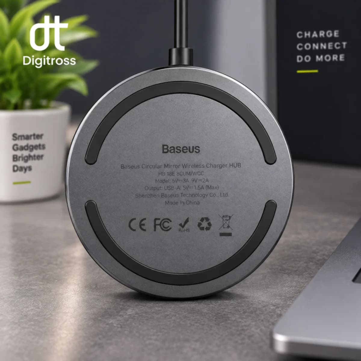Baseus Circular Mirror Wireless Charger Hub Deep Gray — view 6