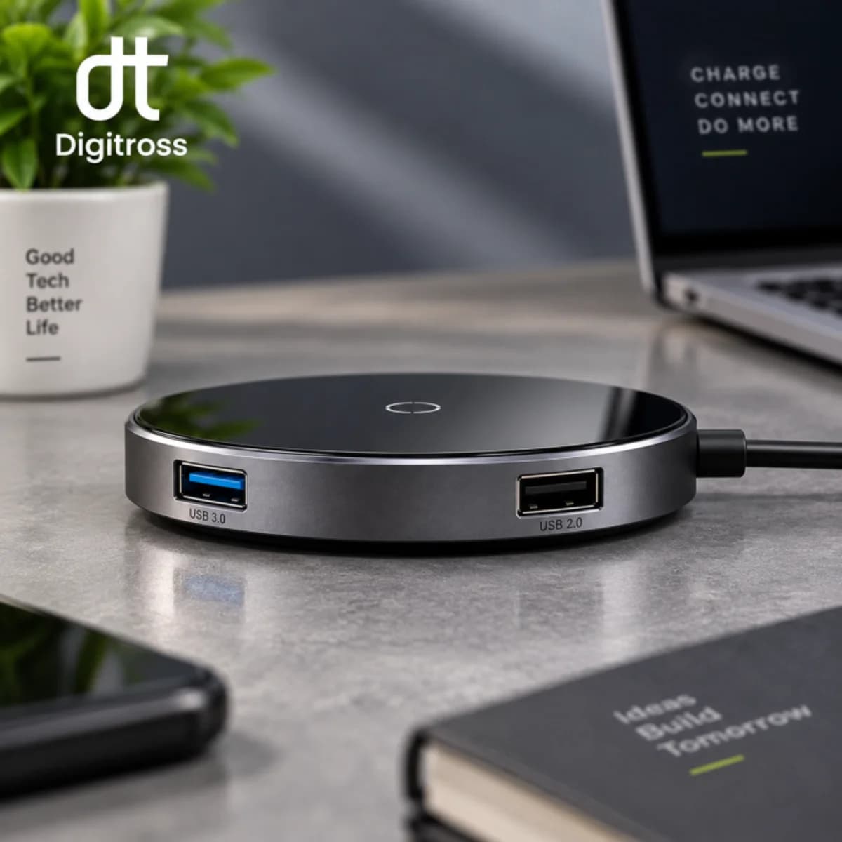 Baseus Circular Mirror Wireless Charger Hub Deep Gray — view 7